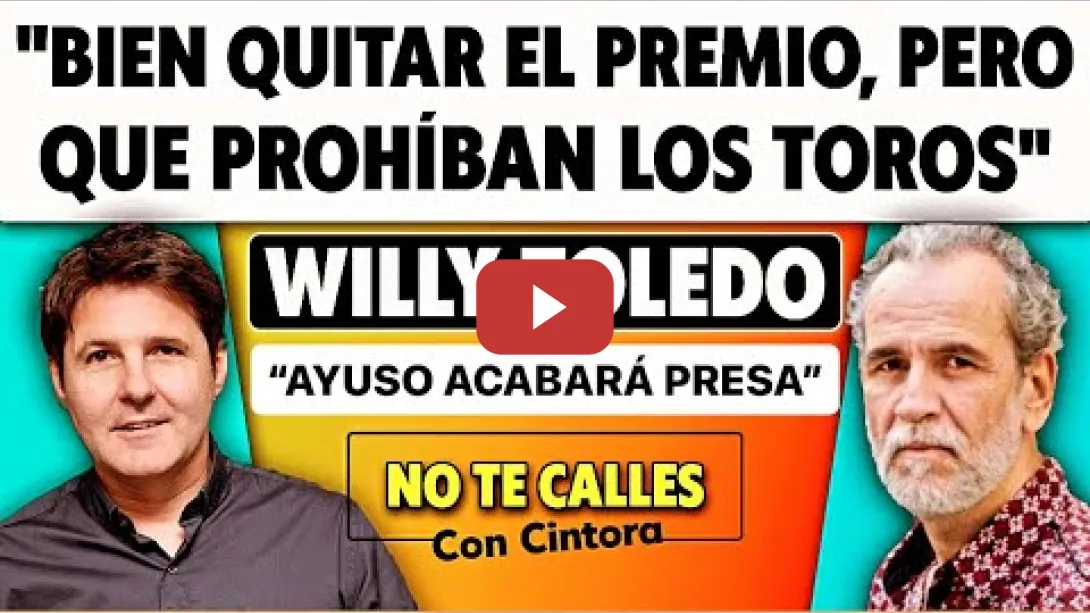 Embedded thumbnail for Willy Toledo: &quot;Ayuso irá a prisión”. “No más dinero público a los toros, además de quitar el premio”
