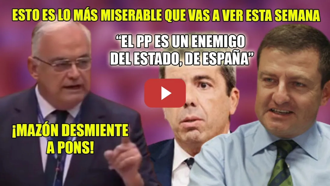 Embedded thumbnail for ¡AUTOZASCA de Mazón a las MISERABLES palabras de Pons!🔥RECONOCE las COMPETENCIAS🔥  Guardans ENEMIGOS