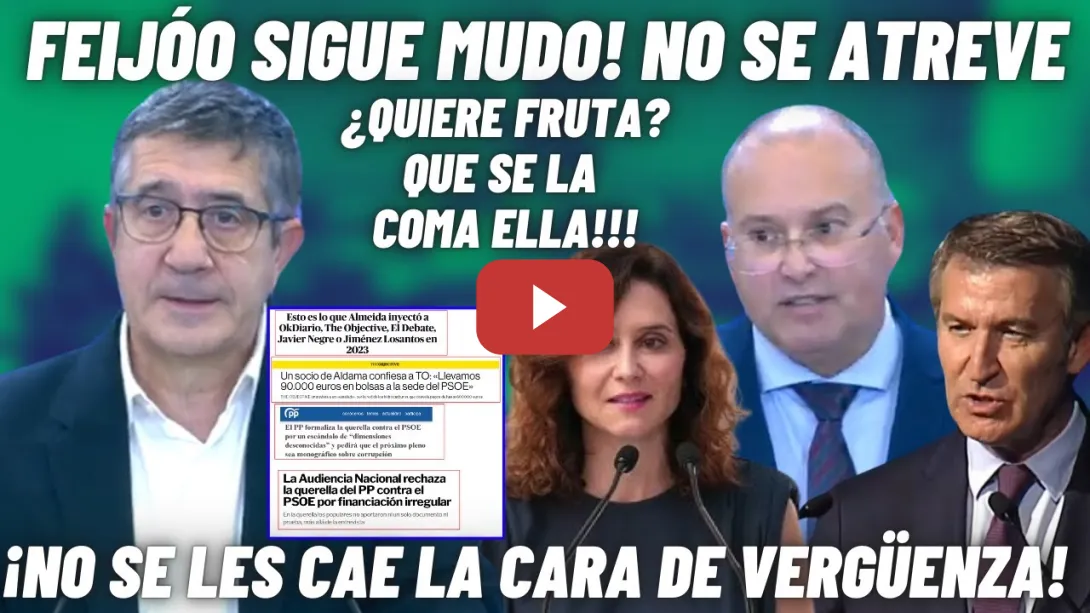 Embedded thumbnail for 🔥Patxi López HUNDE a FEIJÓO y TELLADO tras la ESPANTADA de AYUSO y la QUERELLA FALSA del PP!!