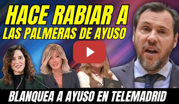 Embedded thumbnail for ¡ZASCA!, ÓSCAR PUENTE REVIENTA a ELISA BENI por PALMERA de AYUSO en TELEMADRID